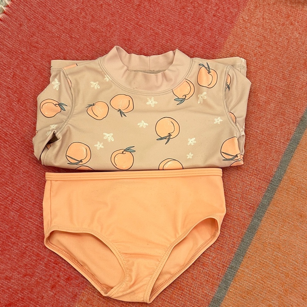 24M Peach Pattern Kids Rashguard Set - Picture 4 of 5